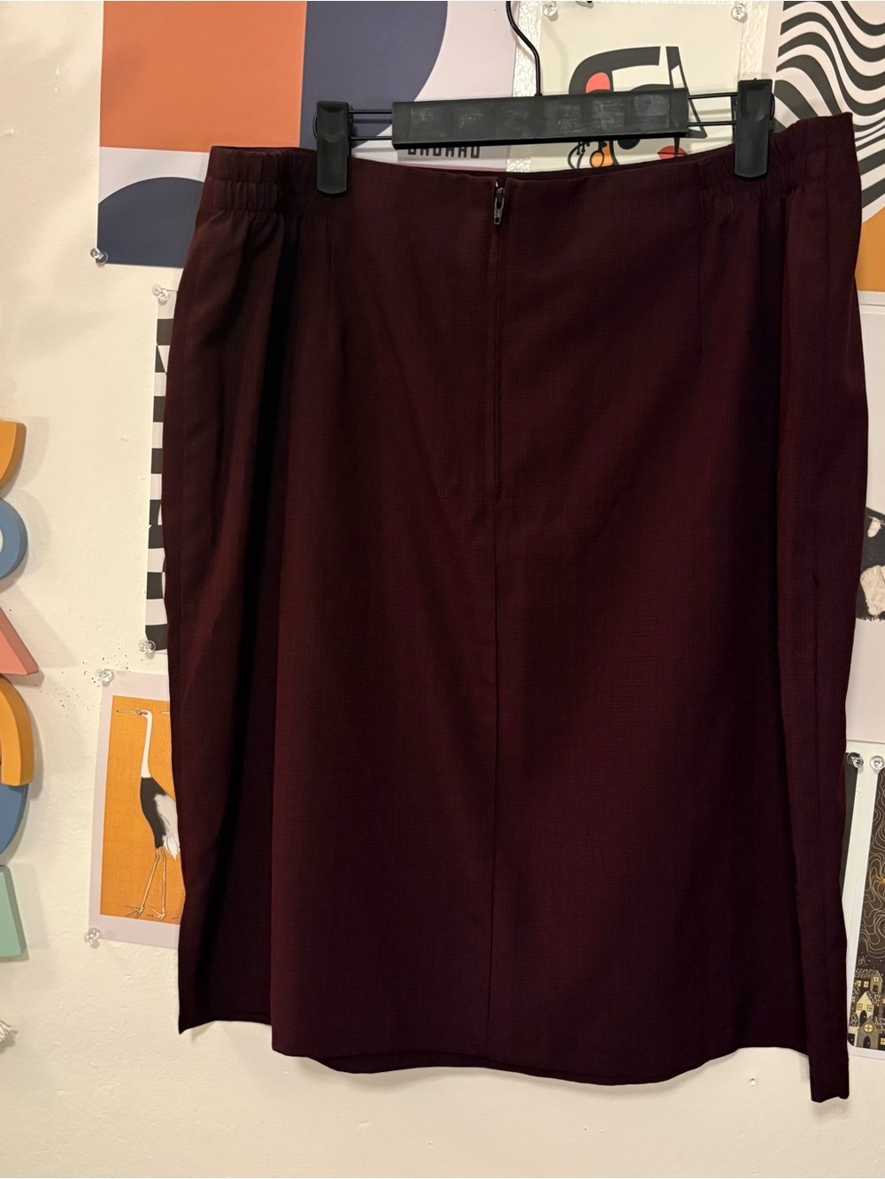 Vintage NYC New York Clothing Co. Burgundy Pencil Skirt - Picture 3 of 4
